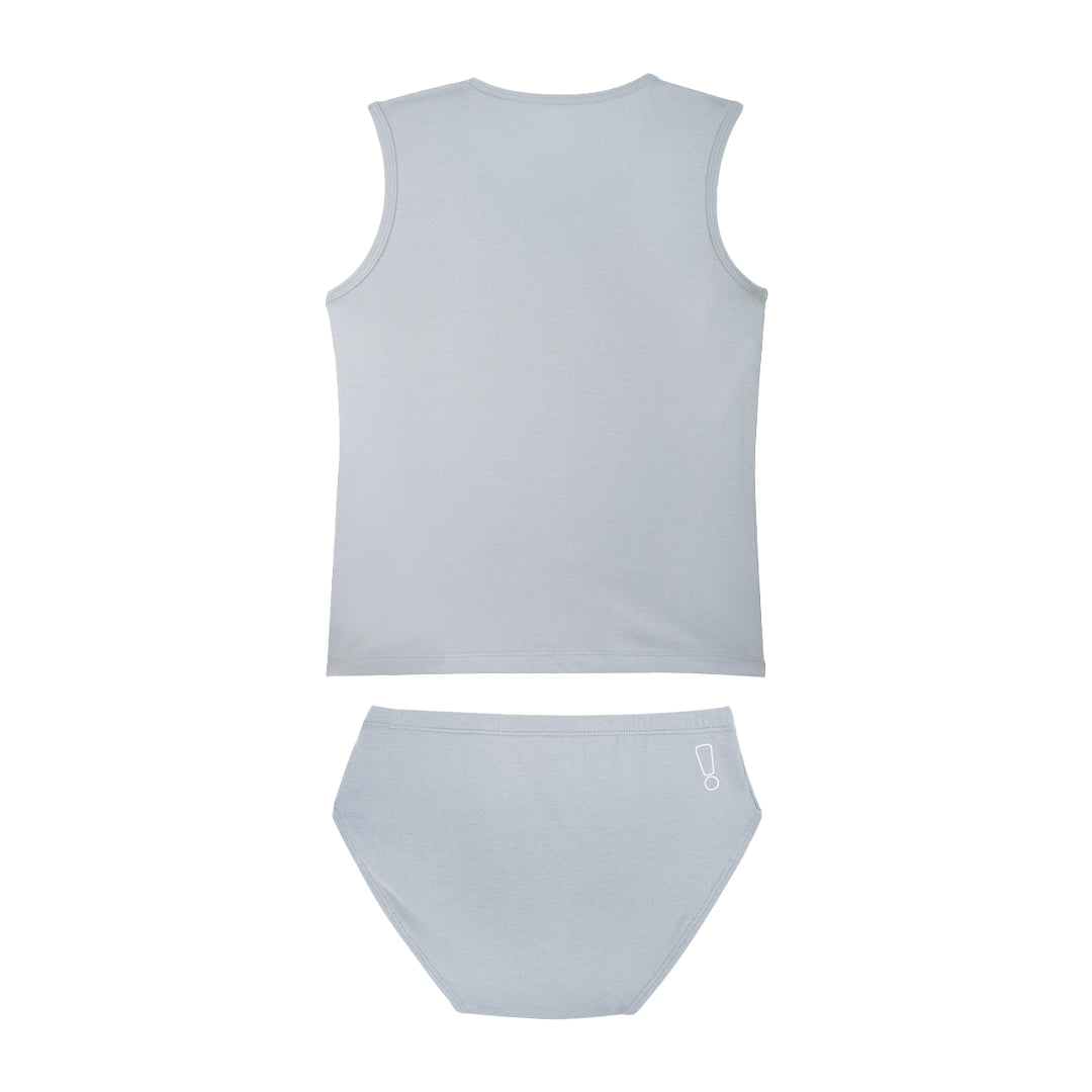 Grey Sports Brief & Vest Set