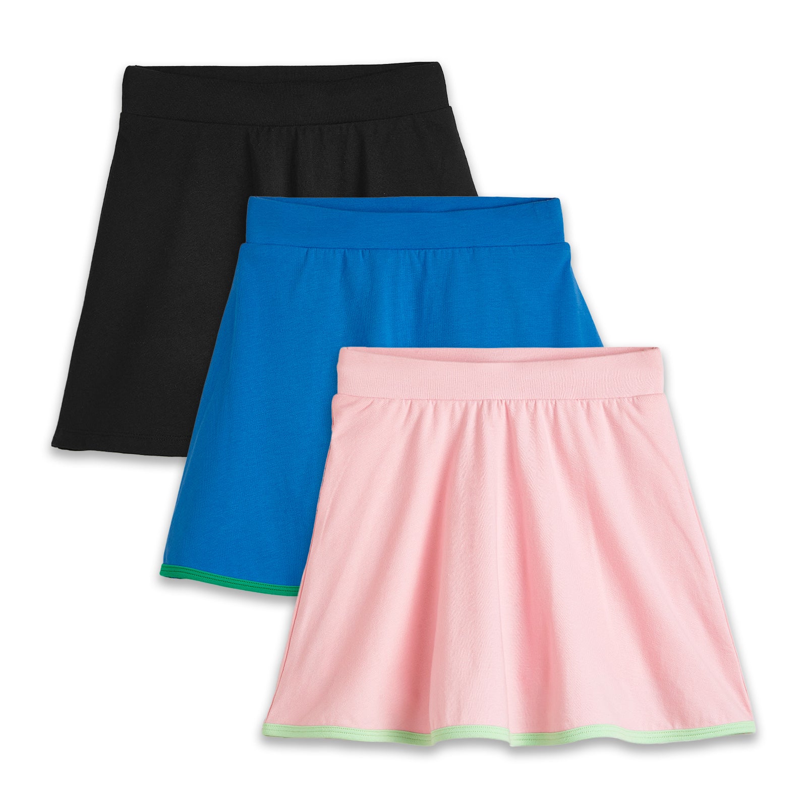 3-Pack Skater Skirt - Pink, Blue, Black