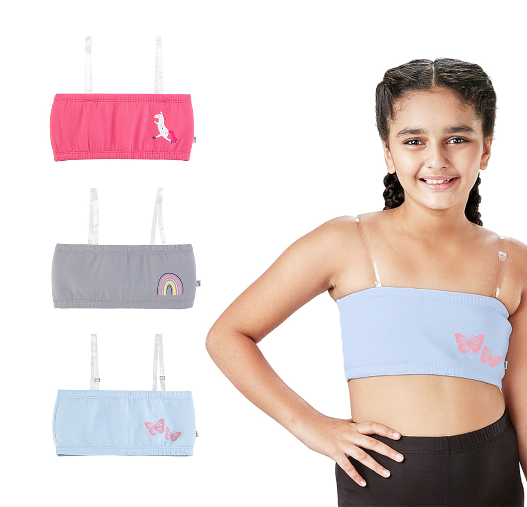 3-Pack Lightly Padded Tube Bra with Removable Straps  - Colour Pop