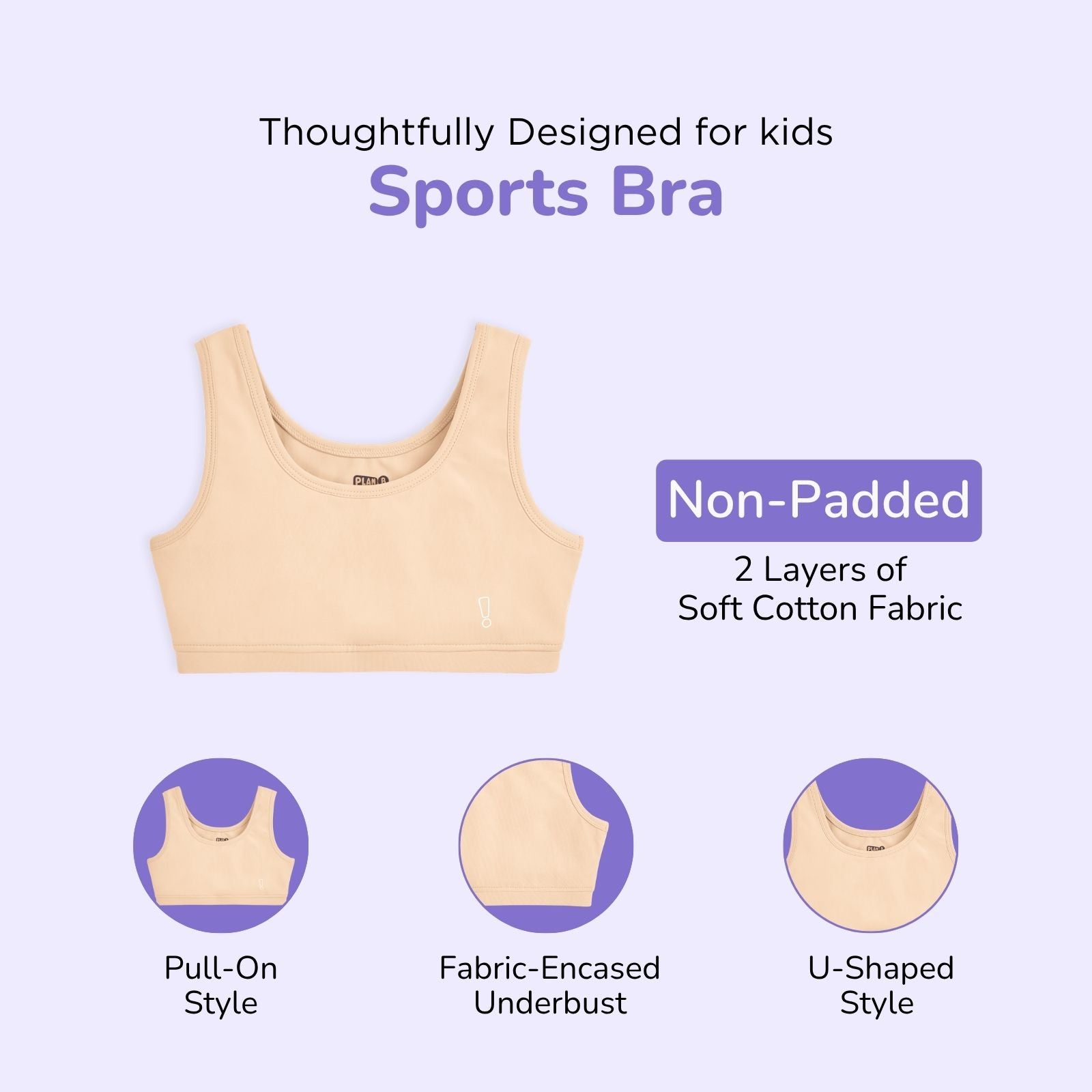 Preteen Starter Pack - Padded Camisole, Sports Bra & Hipster - Skin