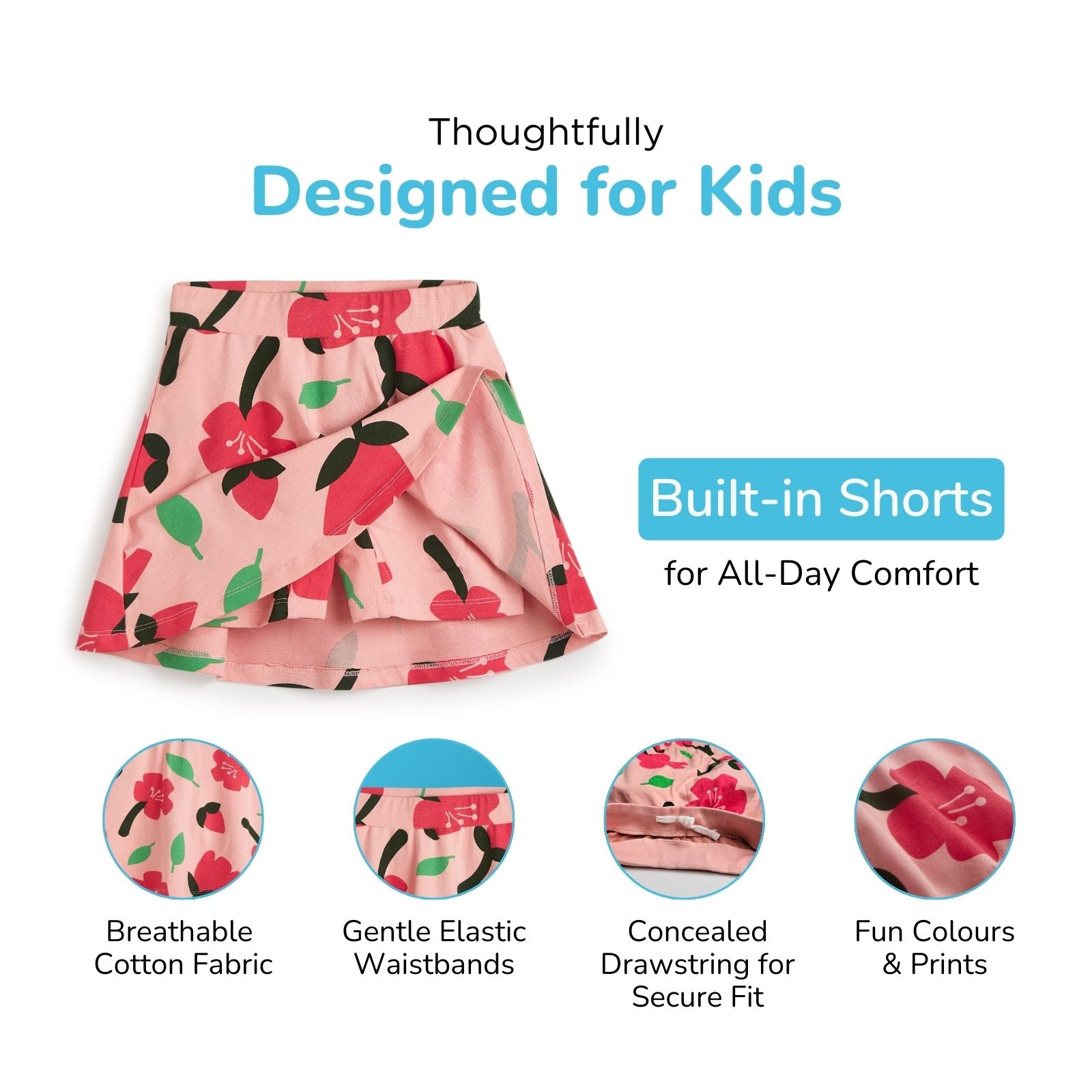 Cherry Blossom Skater Skirt with Inner Shorts