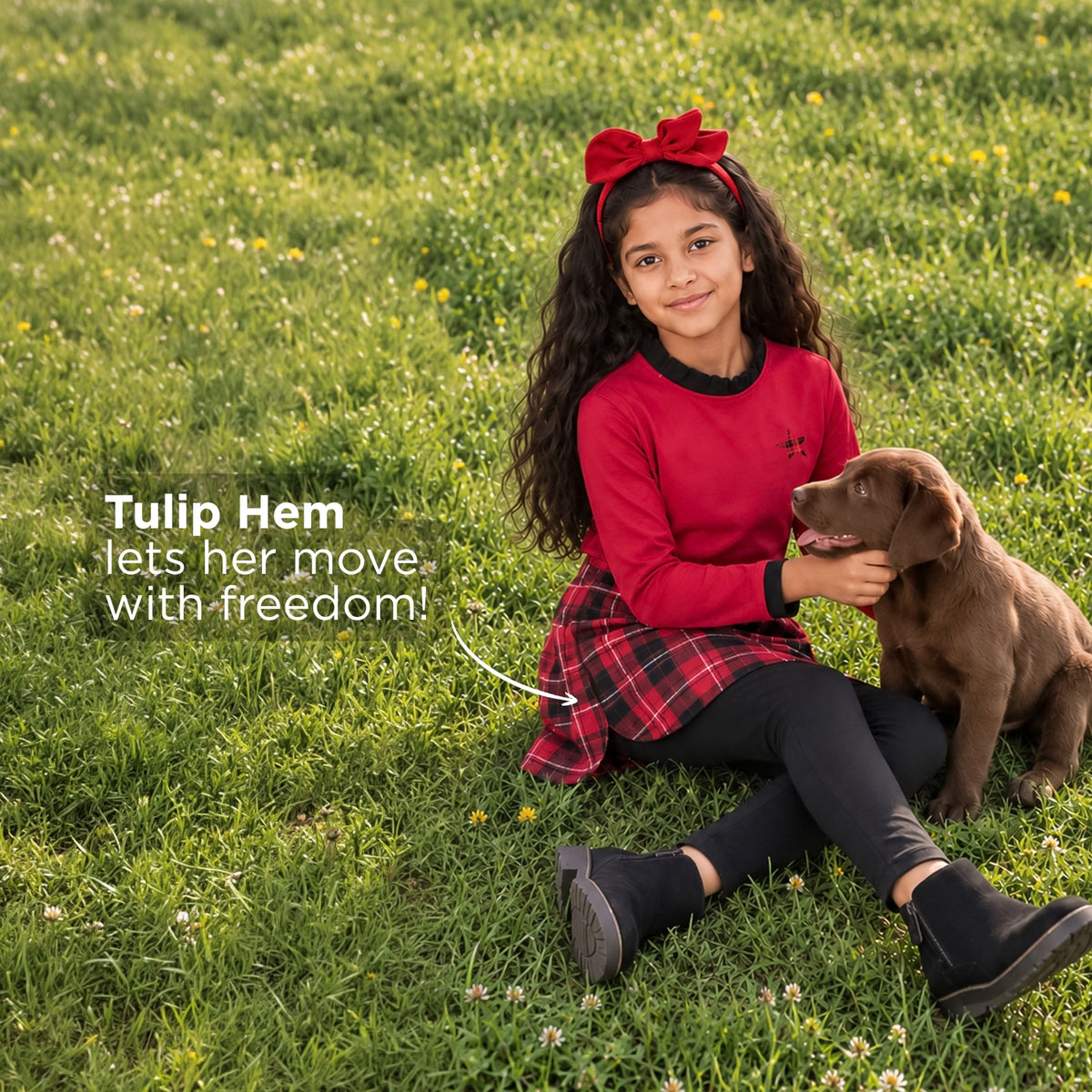 Red Plaid Skeggings & Red T-shirt Set