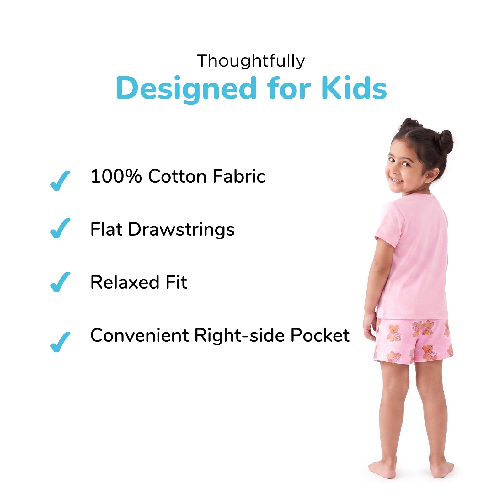 Pink Teddy Shorts Nightsuit