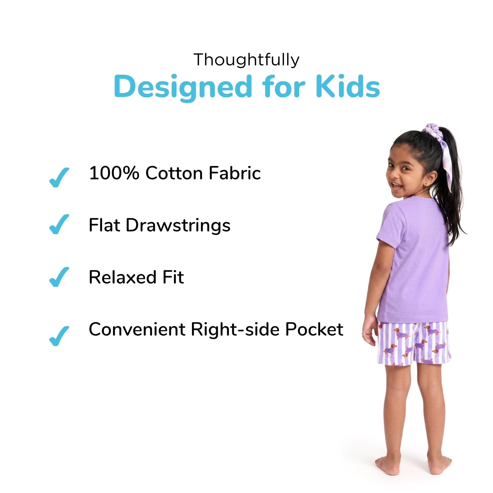 Lavender Doggy Shorts Nightsuit