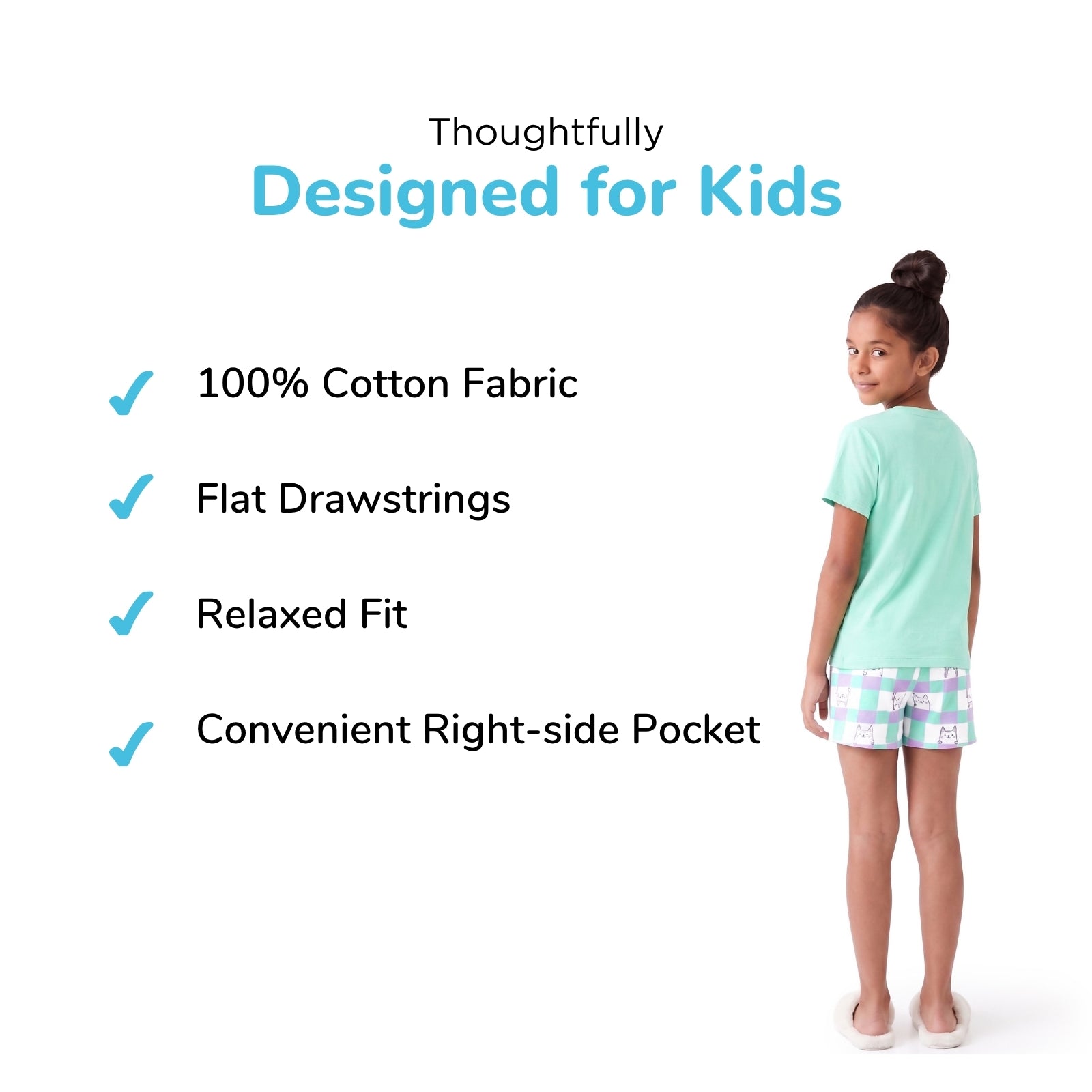 Green Cat Shorts Nightsuit