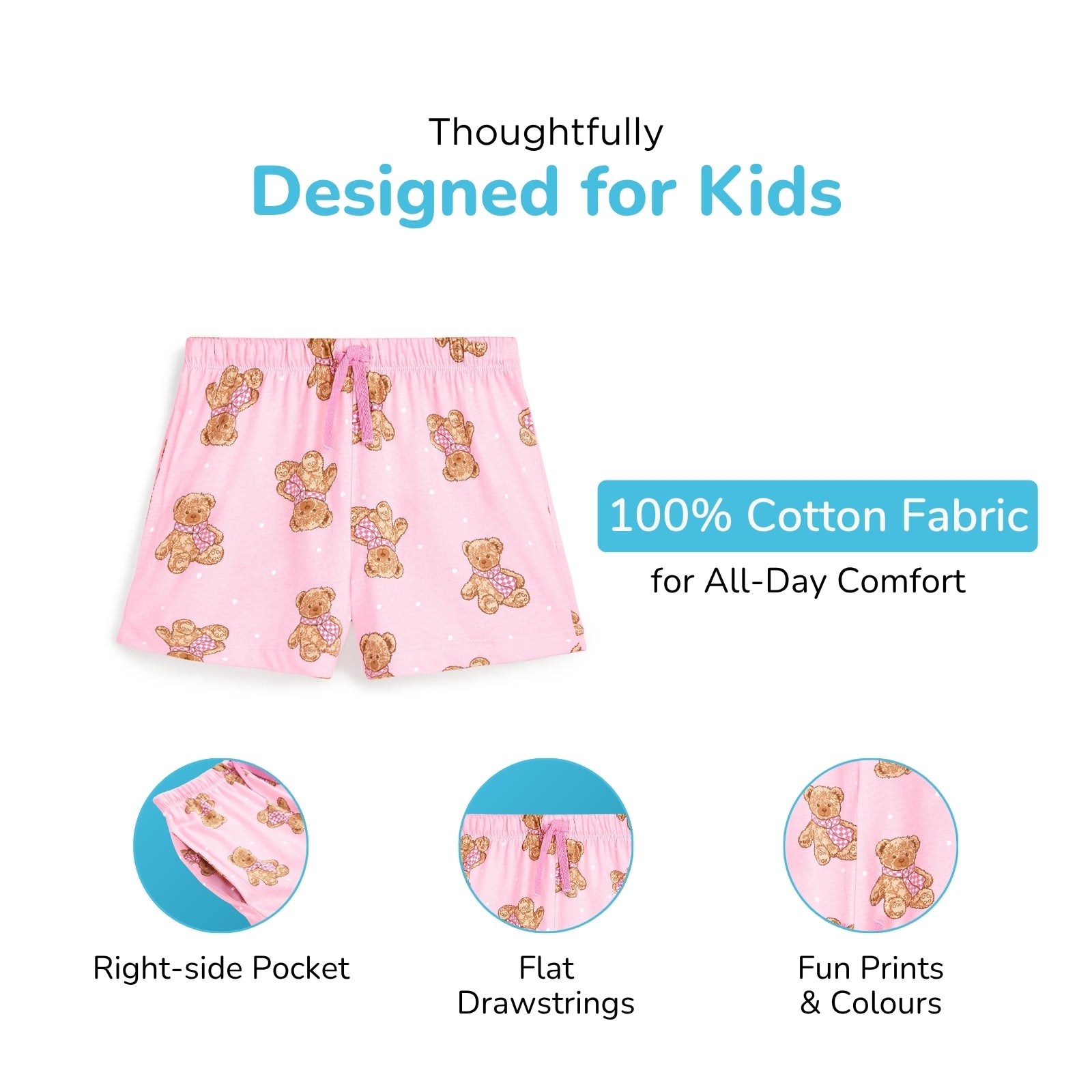 Pink Teddy Night Shorts