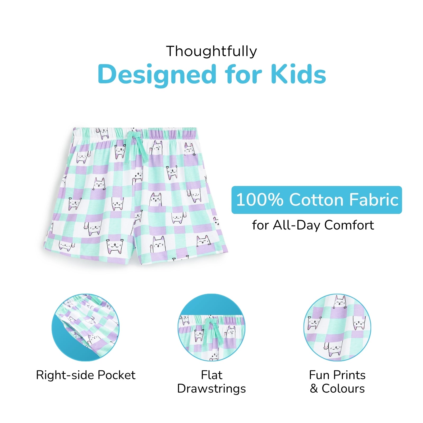 Checkered Cat Night Shorts