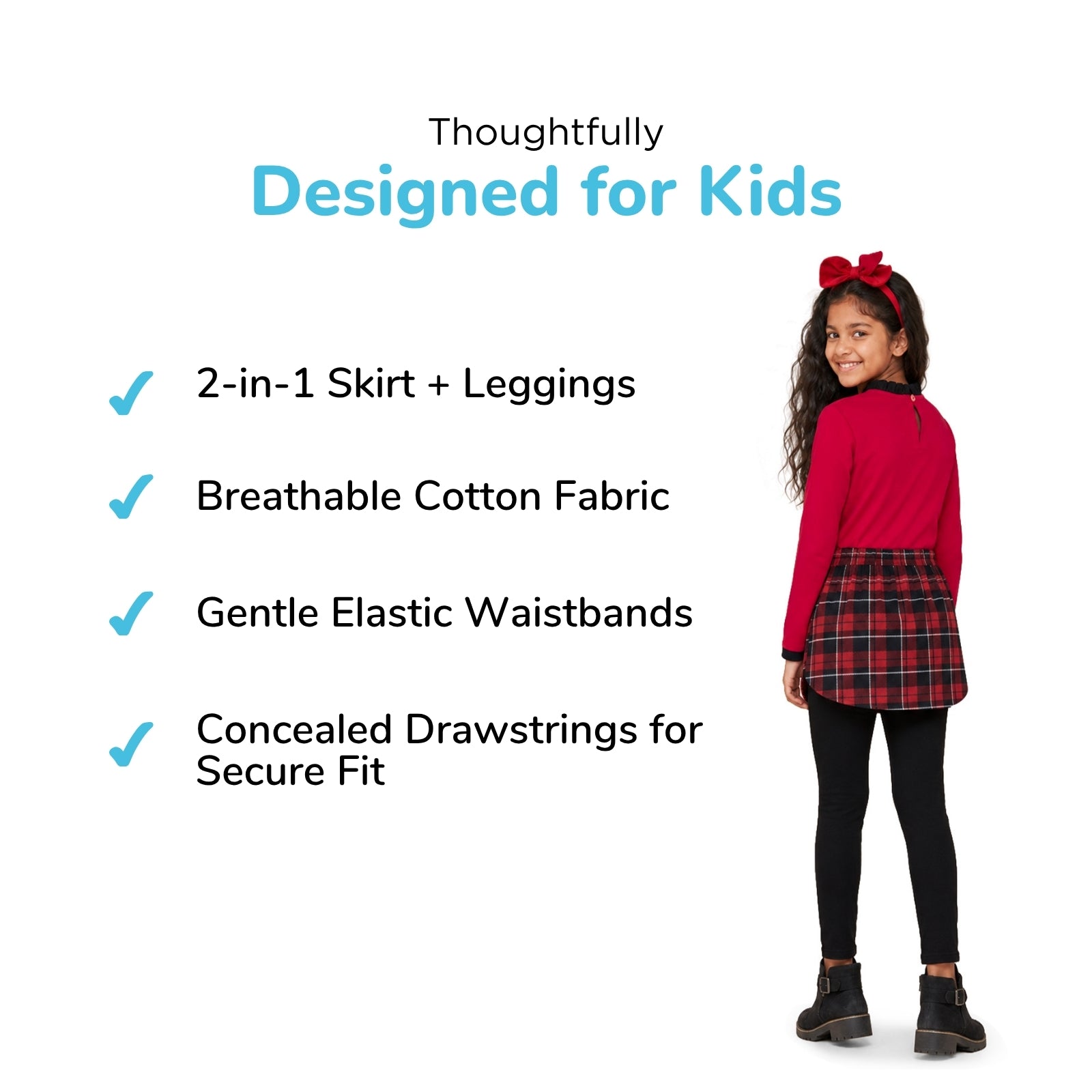 Red Plaid Skeggings & Red T-shirt Set