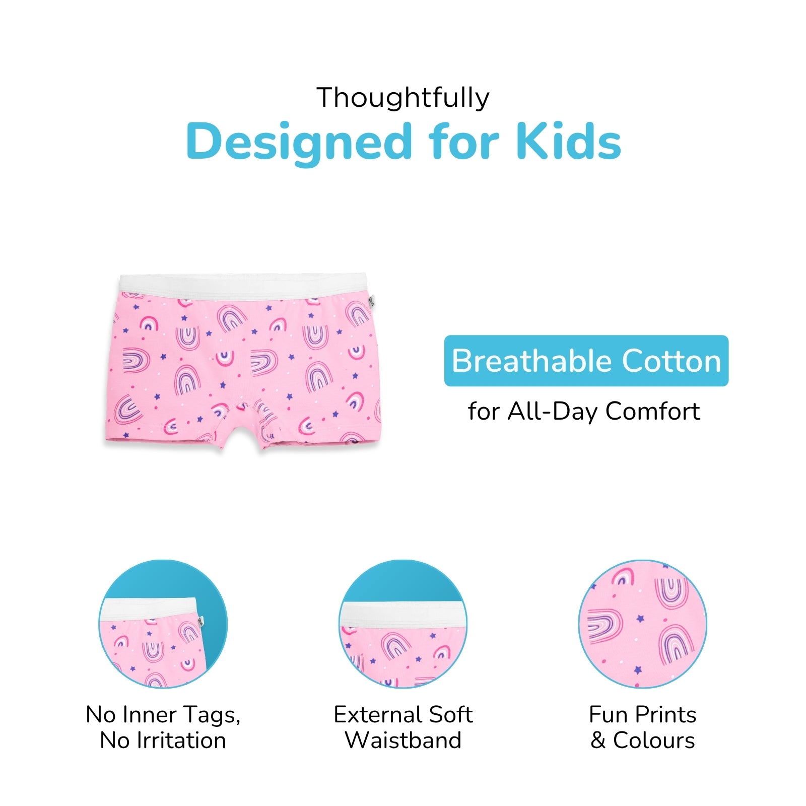 Pink Rainbows Preteen Trunks