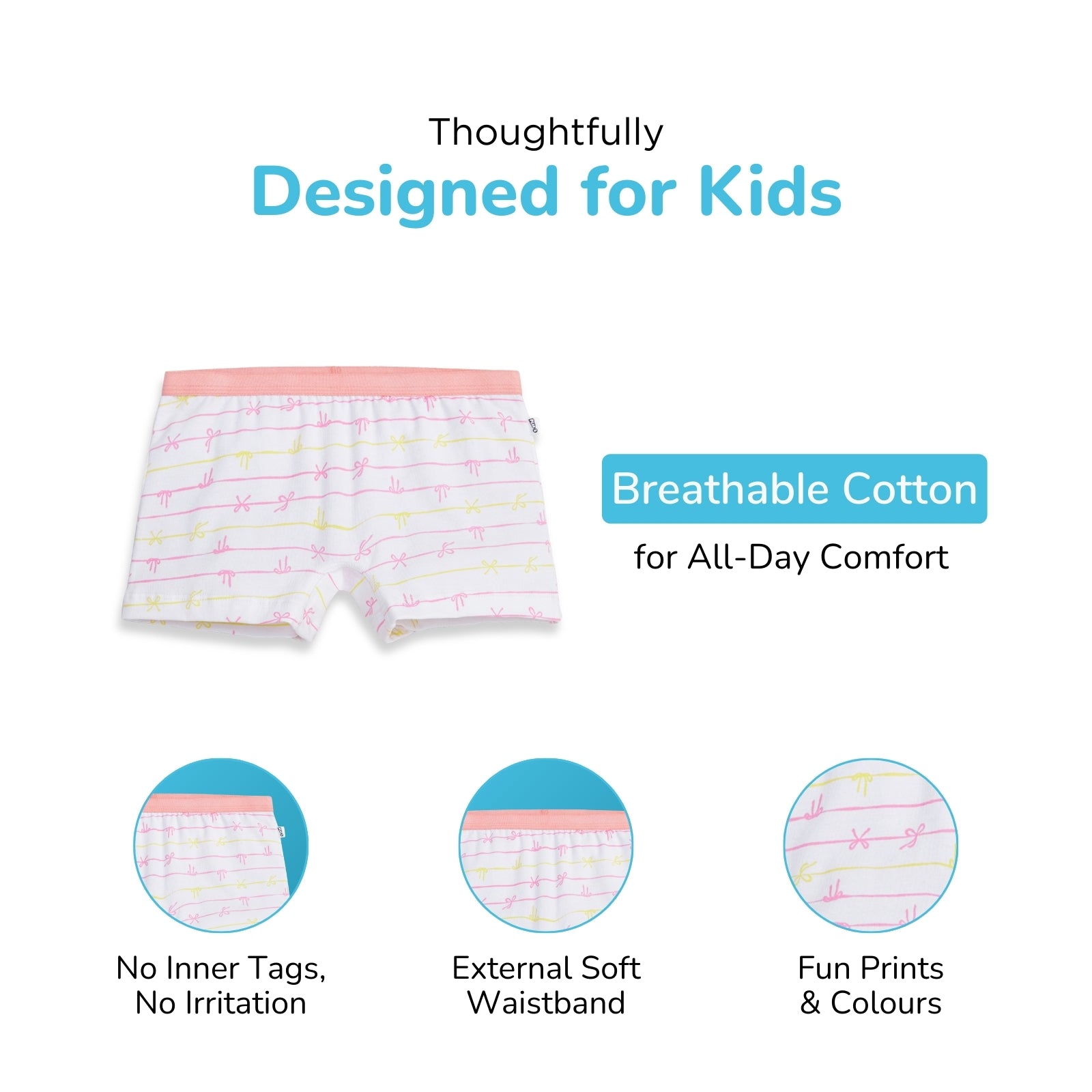 Bows White Preteen Trunks