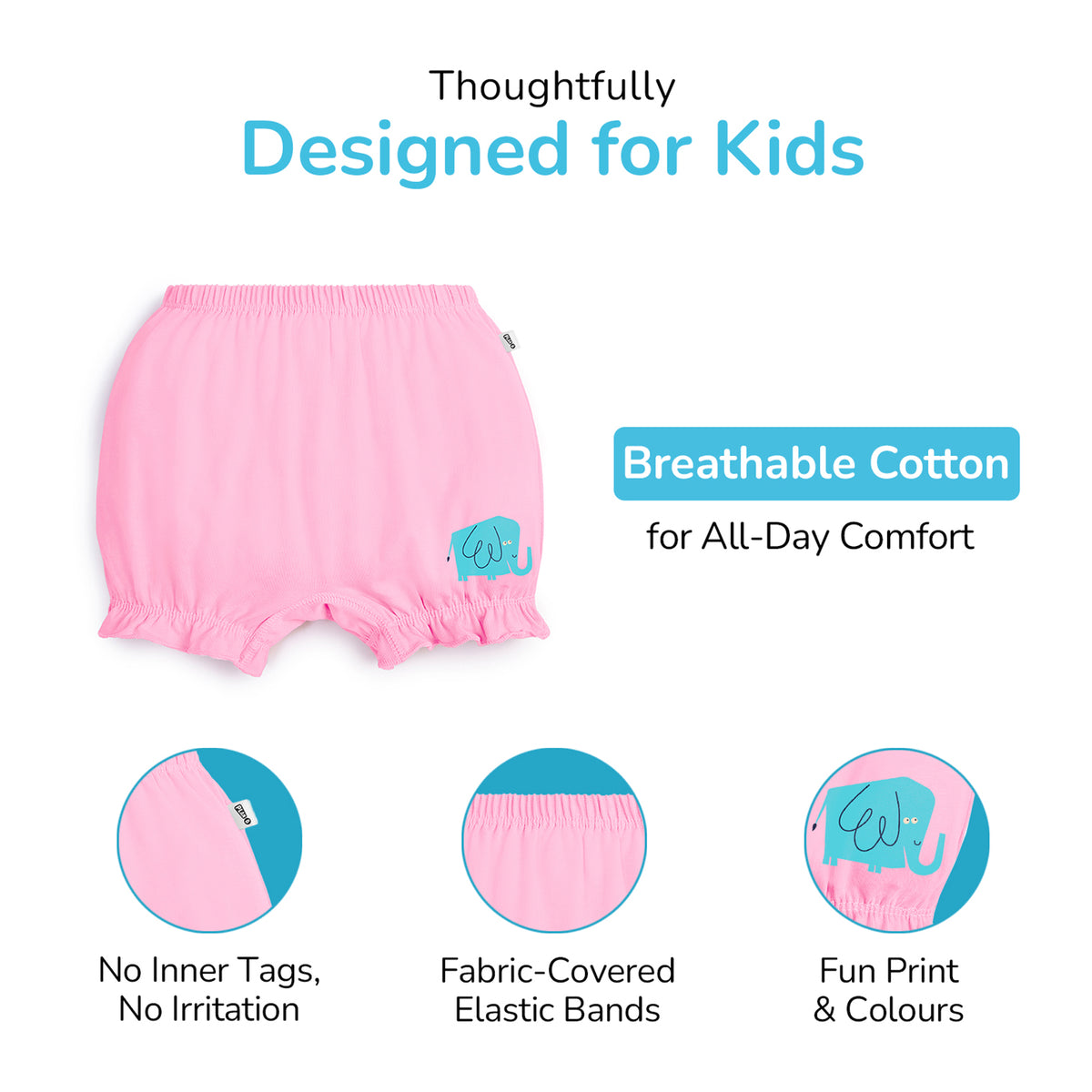 Animals 3-pack Girl Bloomers