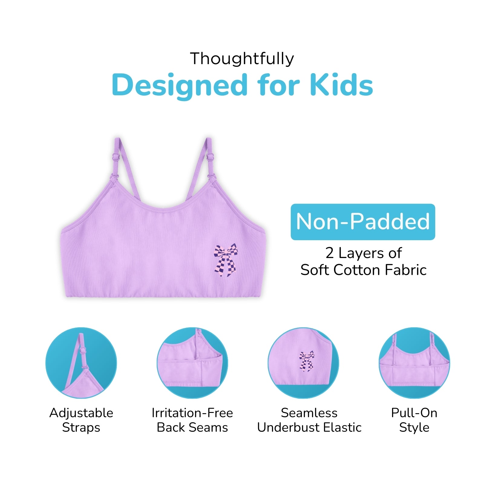 Pink Sipper Mint Star & Lavender Bow 3-Pack Training Bra