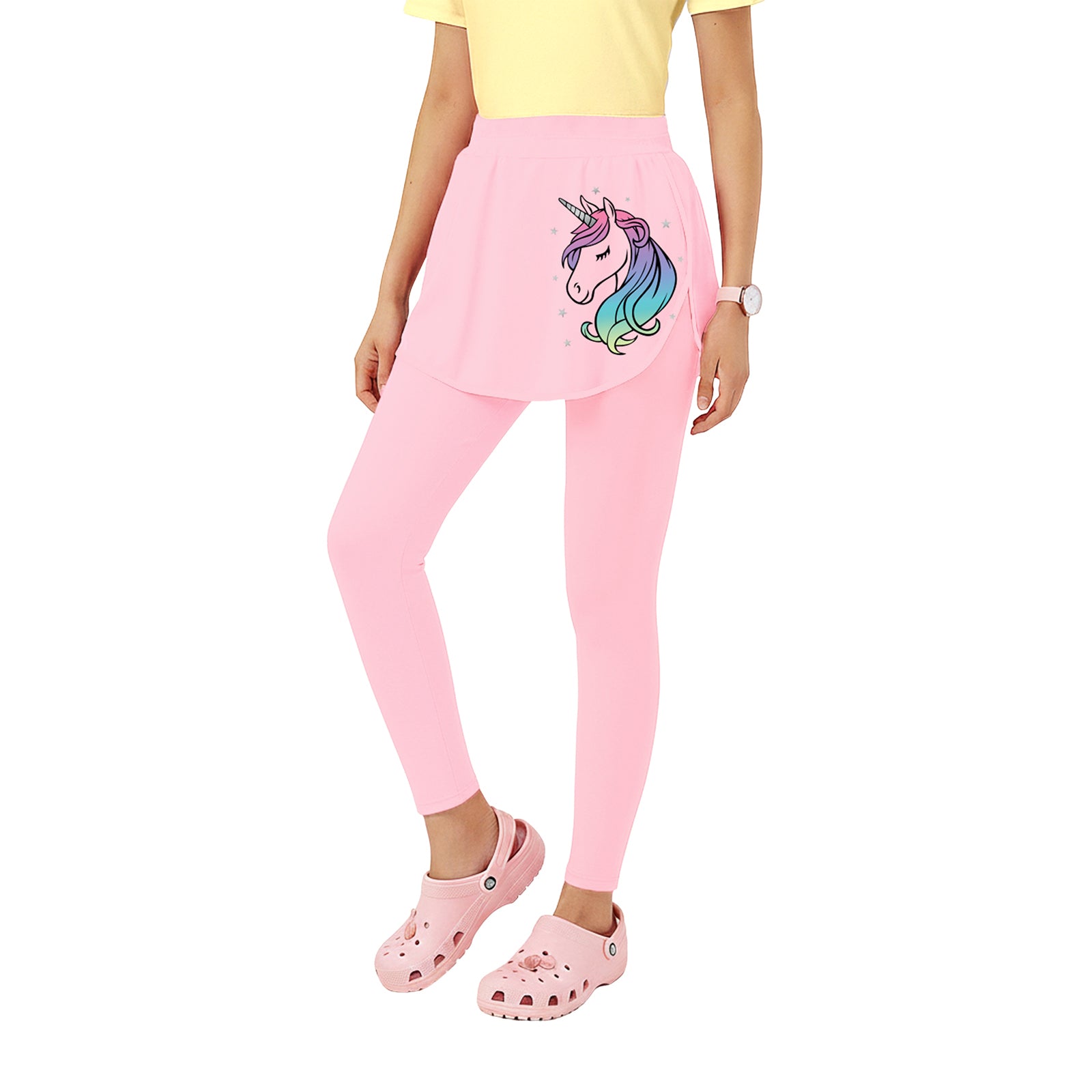 Pink Unicorn Skeggings & Yellow Magic T-shirt Set
