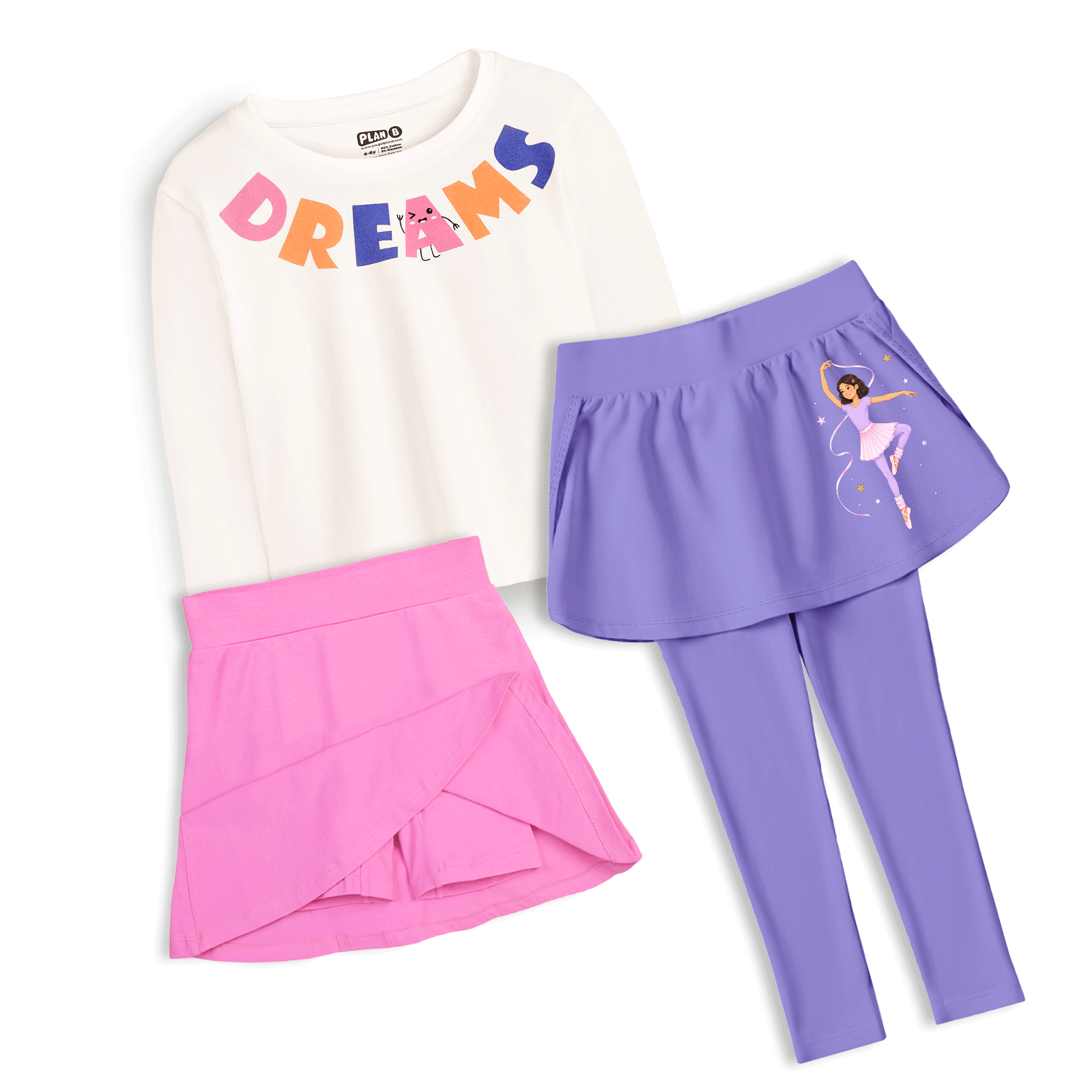 3-in-1 Skirt, Skegging & T-Shirt Set - Dreams