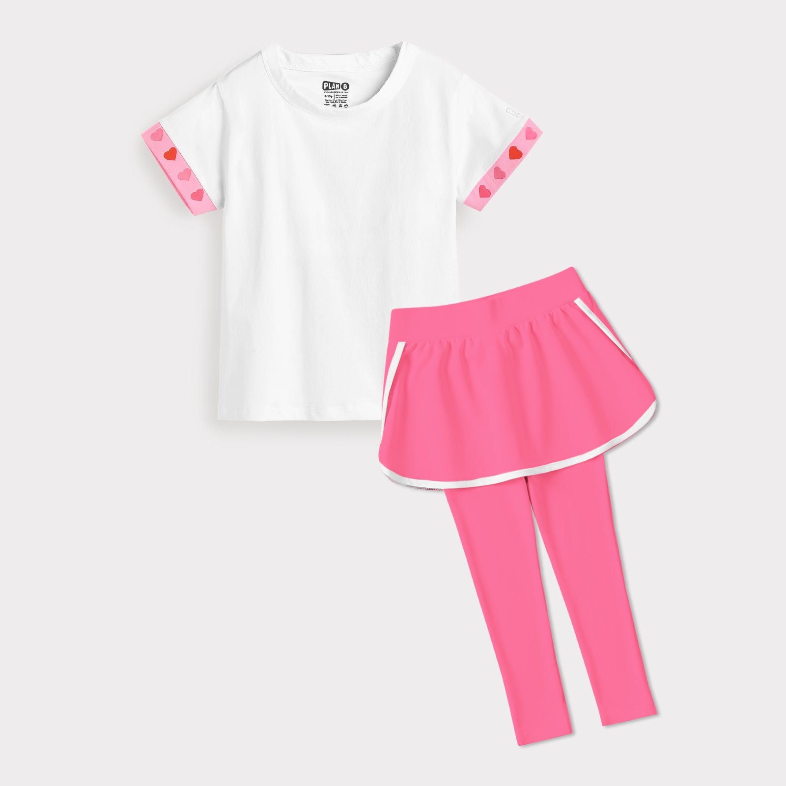 Pink Hearts Padded Top & Pink Skeggings Set