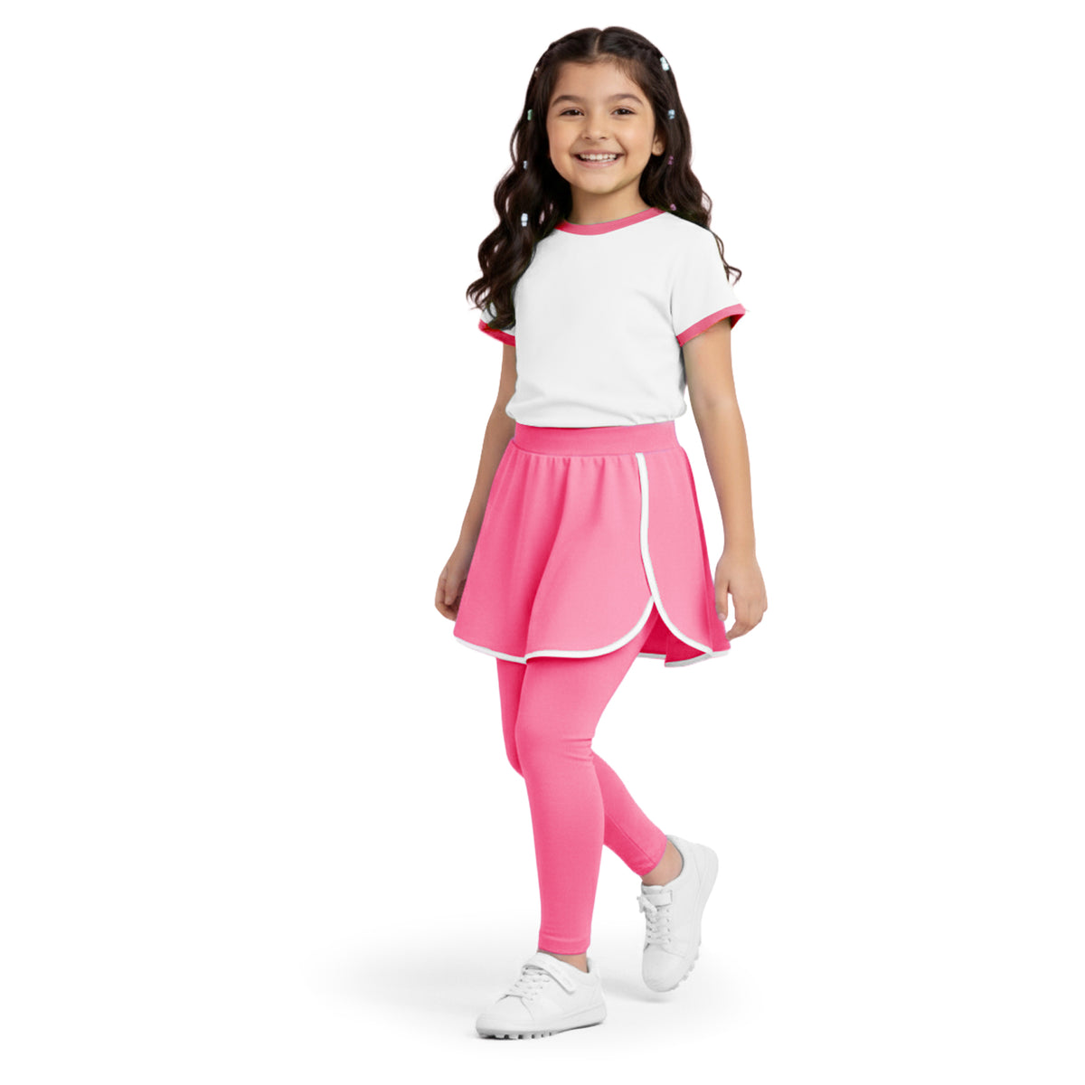 Pink Skeggings & White T-shirt Set