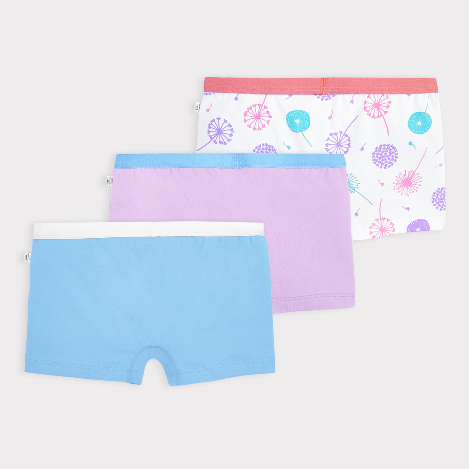 White, Blue & Lavender 3-pack Preteen Trunks