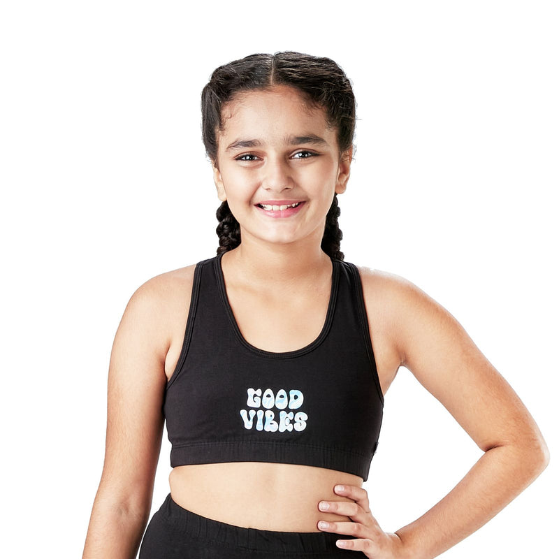 Good Vibes Double Layered Sports Bra - Racer Back