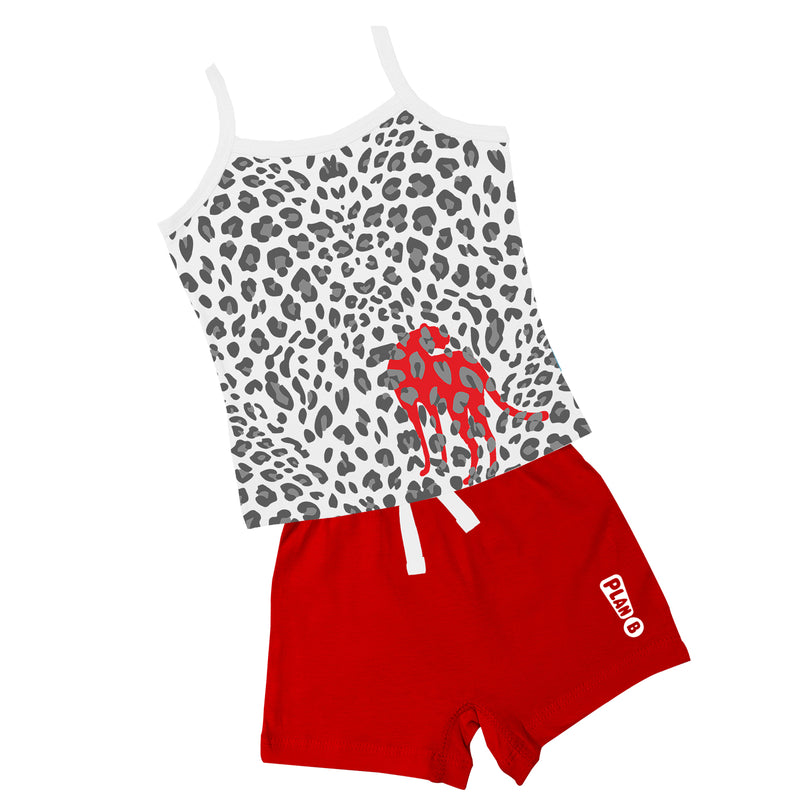 Looney Leopard - Girl Vest & Boxer Shorts