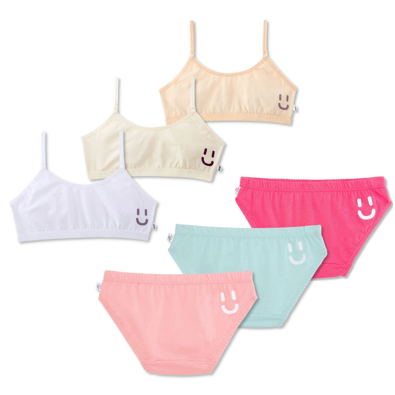 Smiley 6-pack Training Bra & Underwear Set